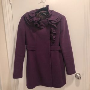 COPY - Vintage Elie Tahari ruffle wool coat, purple